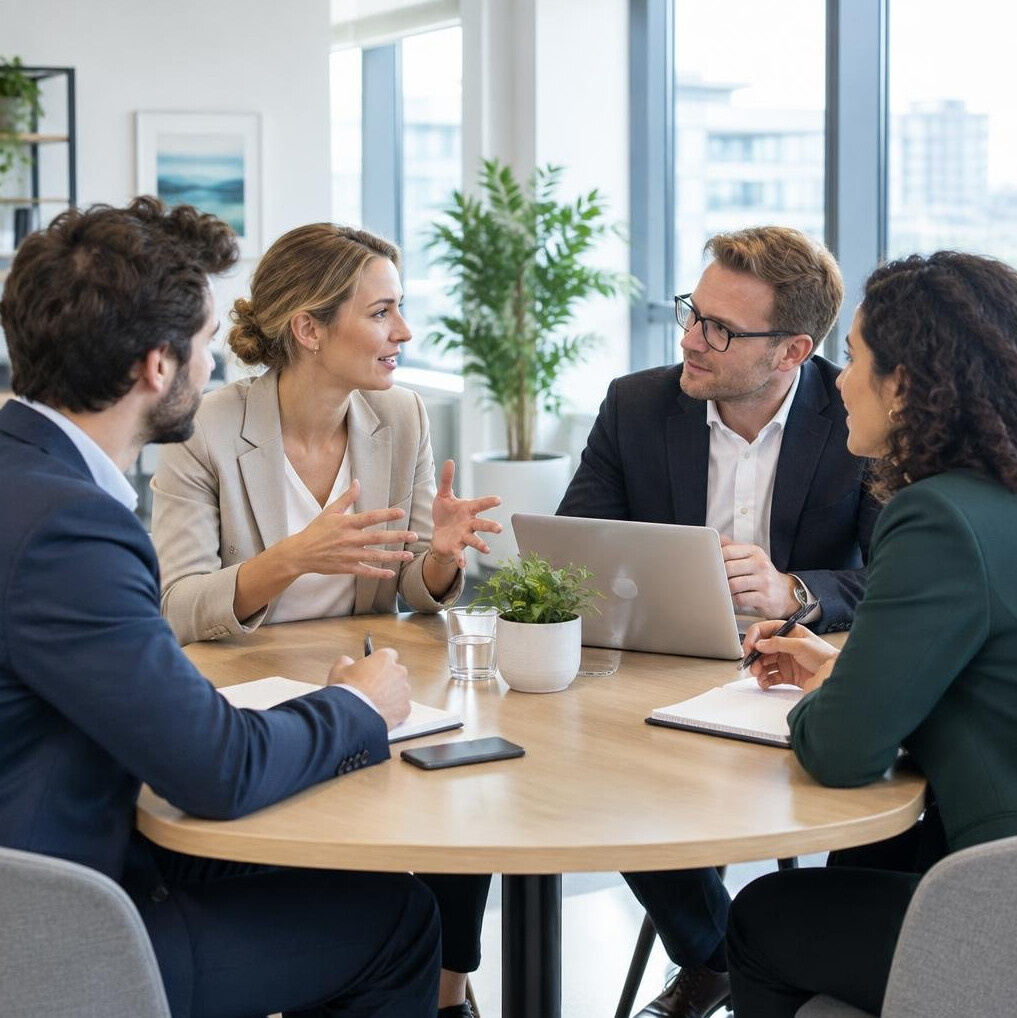 Business people in a roundtable discussion