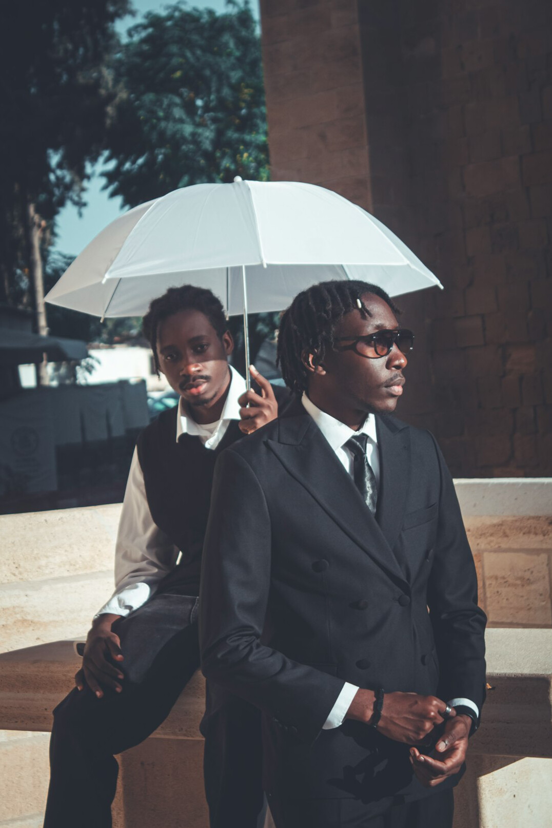 Two business executives having a discussion