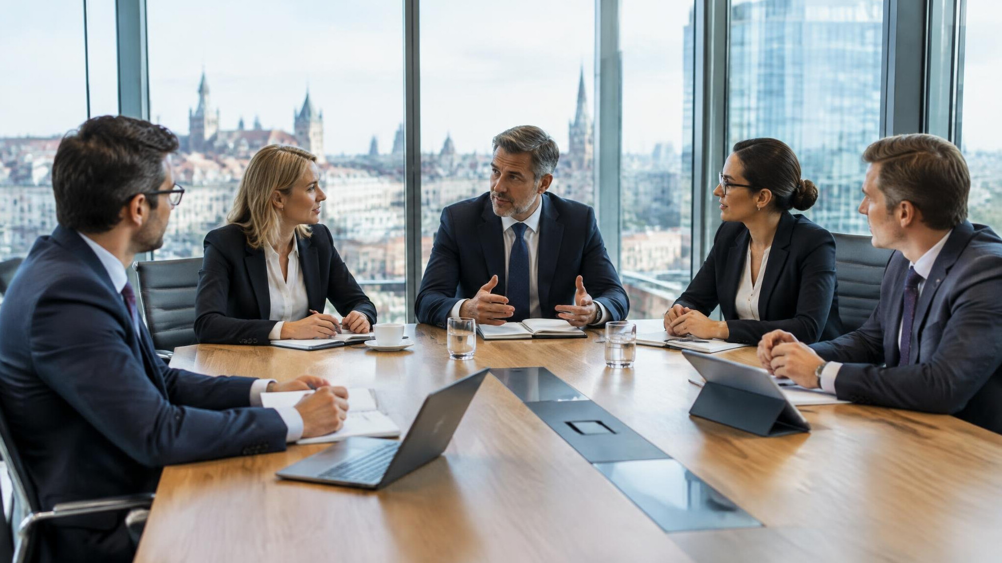 Group of business executives in a meeting room